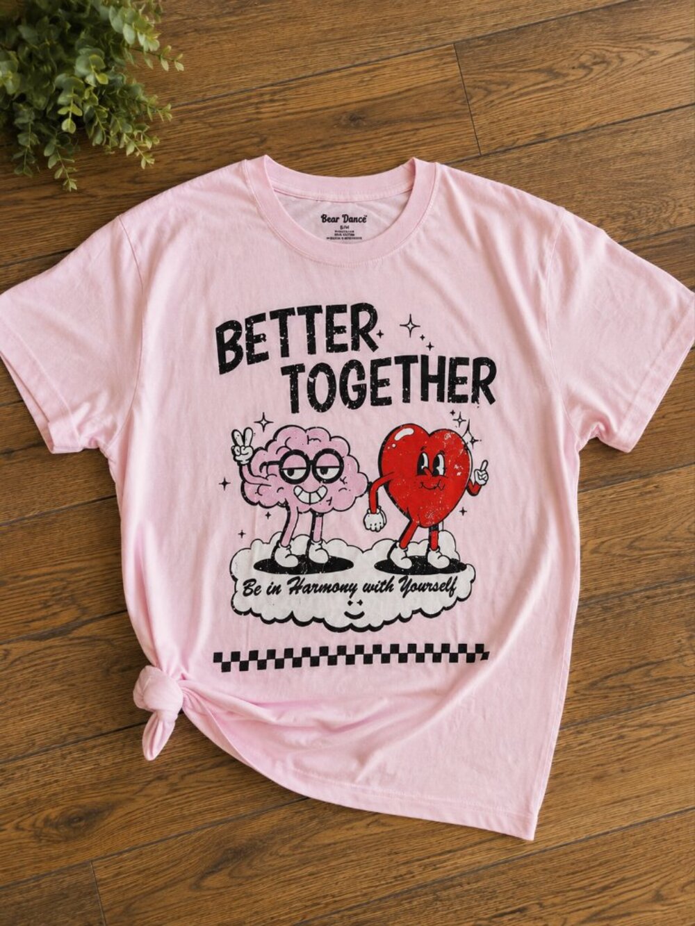 Bear Dance Better Together Pink Retro Oversized Graphic Tee